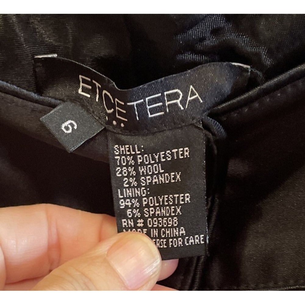 Etcetera Womens 6 Dress Pants Black Rebel Wool Blend Button Waistband Career NEW - Picture 5 of 11